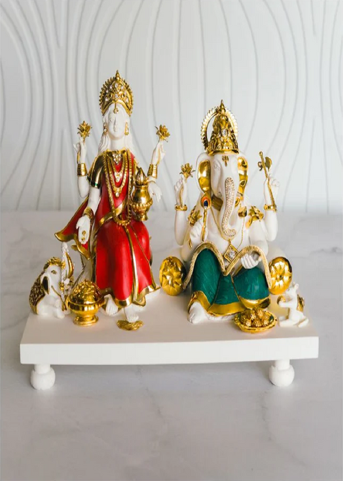 Laxmi & Ganesh(with stone inlay Large)