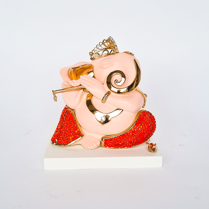 Flute Ganesha With Crystal