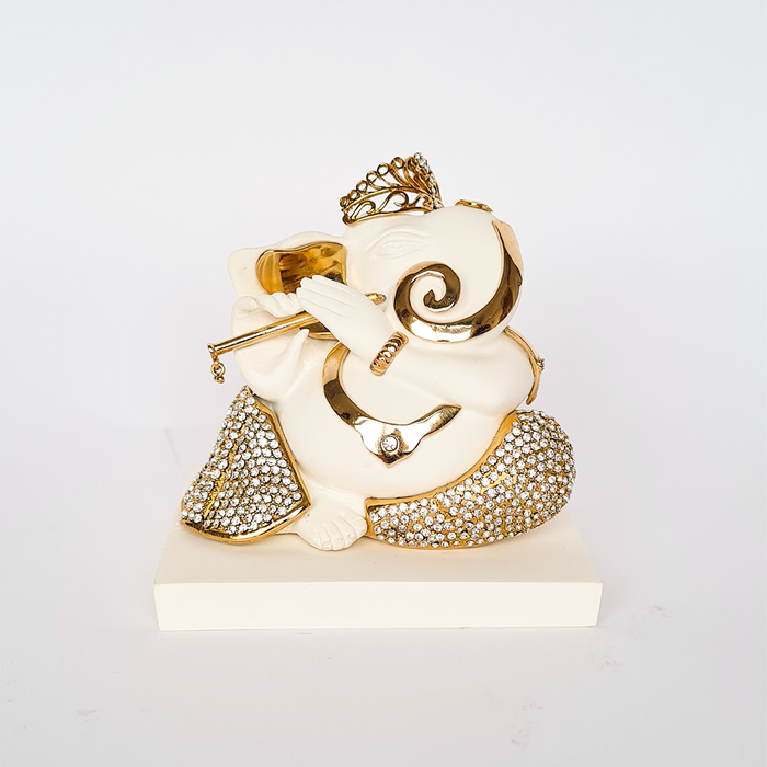Flute Ganesha With Crystal