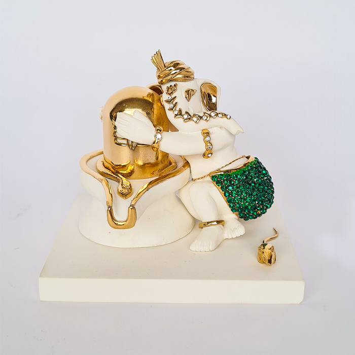 Baby Ganesha Shiv ling With Crystal