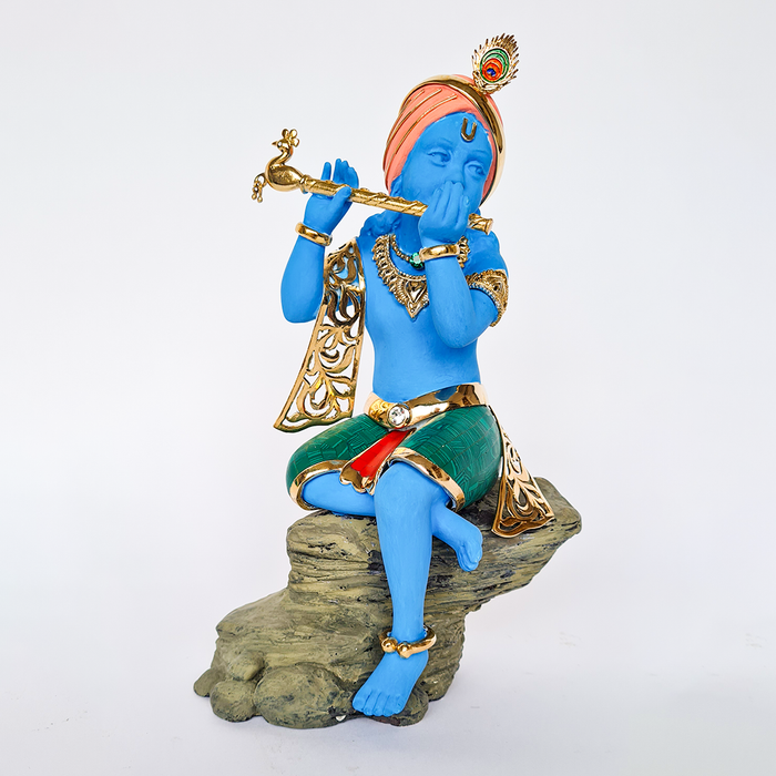 Krishna on Stone (with Stone Inlay)
