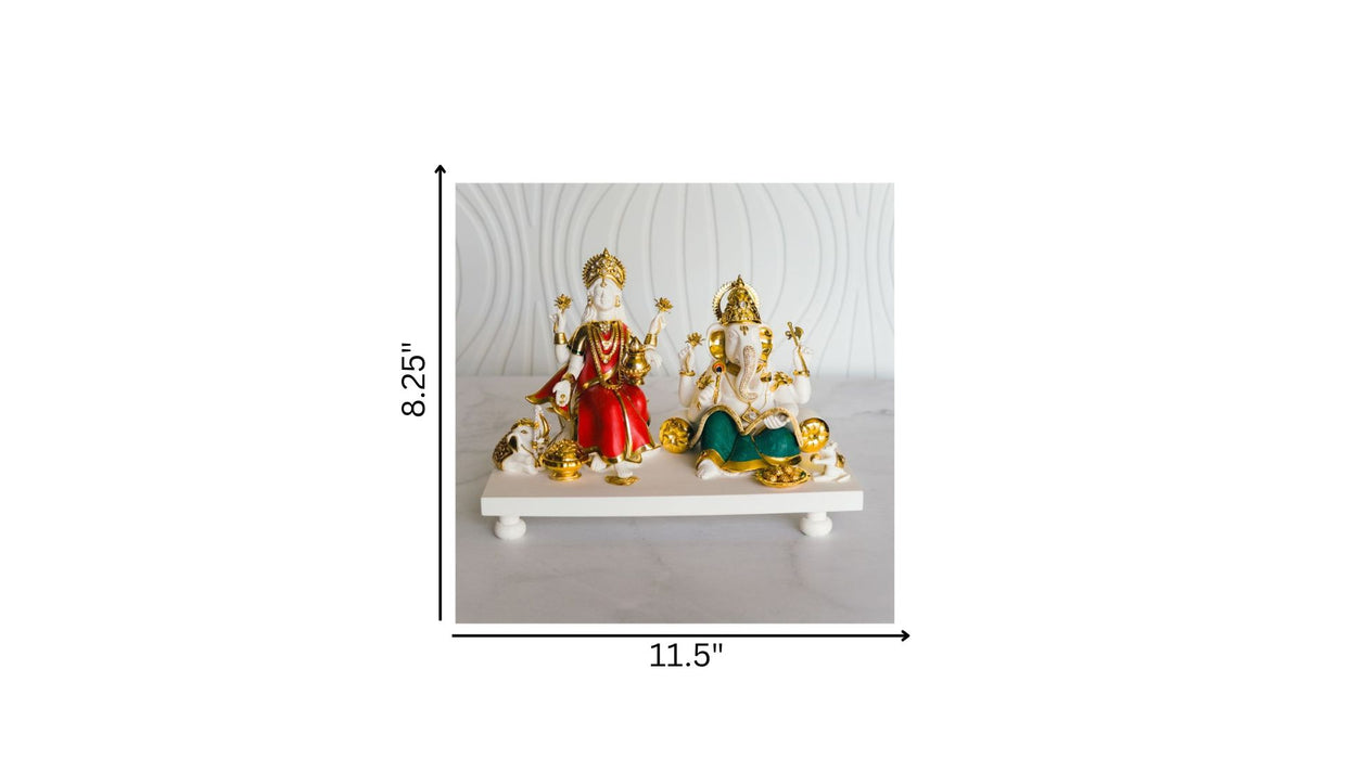 Laxmi & Ganesh(with stone inlay Large)