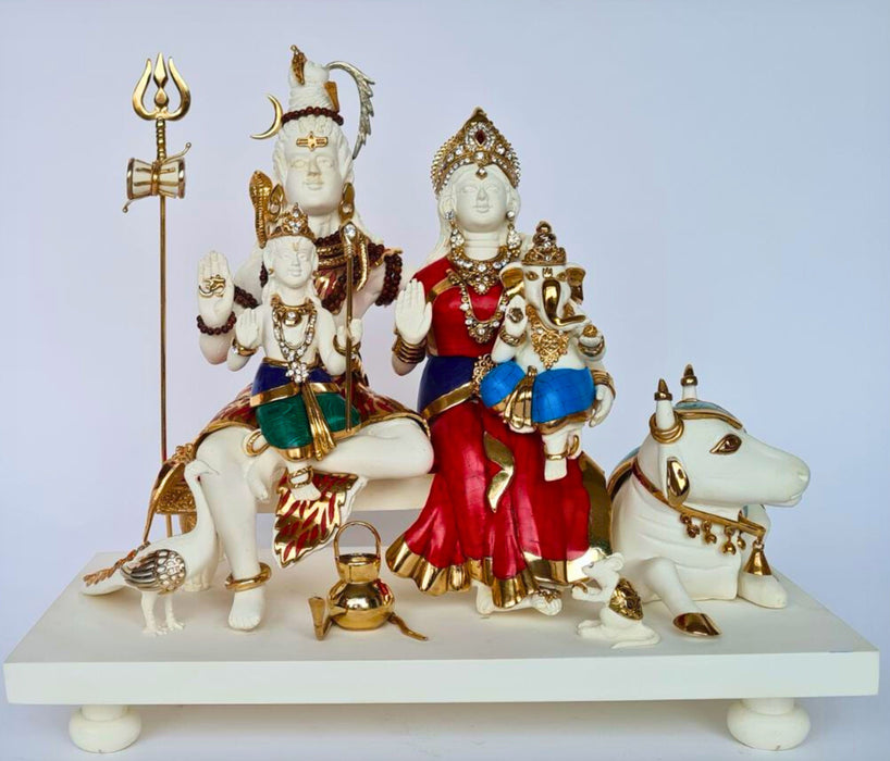 Shiv Parivar (with stone inlay)