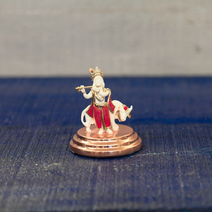 Krishna & Cow (with stone inlay, small)