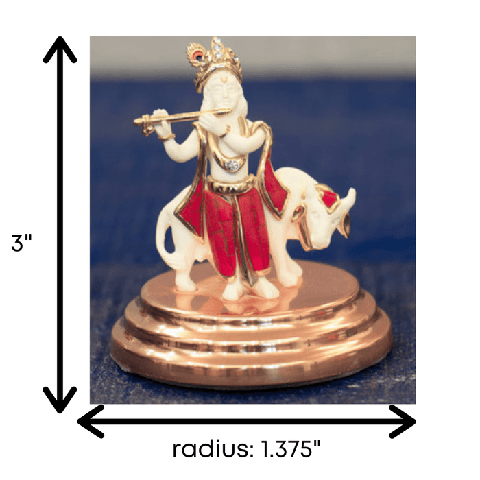 Krishna & Cow (with stone inlay, small)