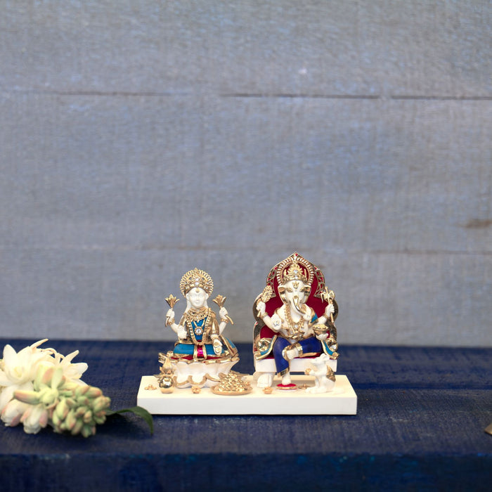 Laxmi & Ganesha (with stone inlay)
