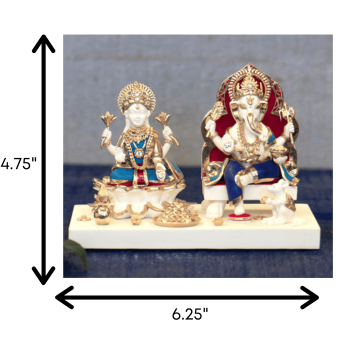 Laxmi & Ganesha (with stone inlay)