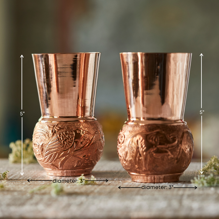 Copper Round-bottomed Tumbler (Birds chasing)