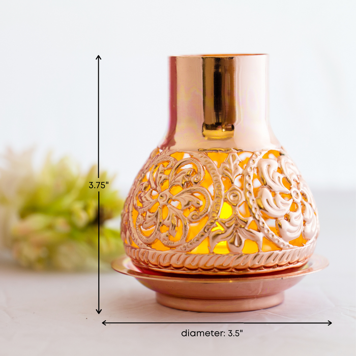 Copper Floral Lamp Jaali Tealight