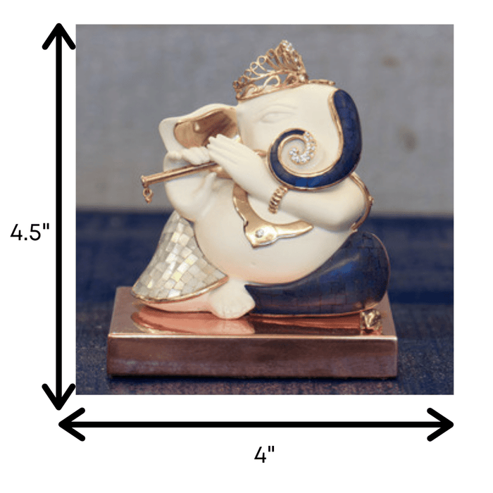 Ganesha with Flute (with stone inlay)