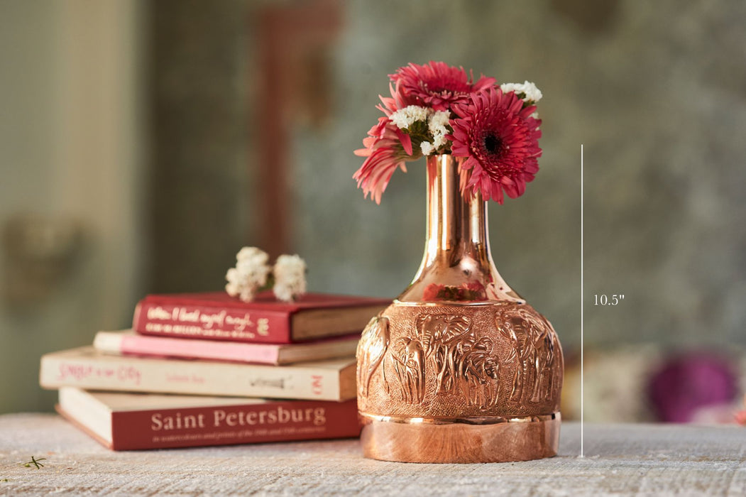Copper Flower Vase (hand chased)