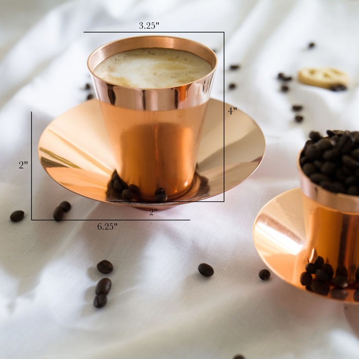 Copper Coffee & Saucer set (plain, large)